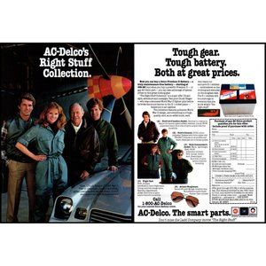 1983 AC Delco Parts 2 Page Vintage Print Ad Chuck Yeager Prop Plane Wall Art